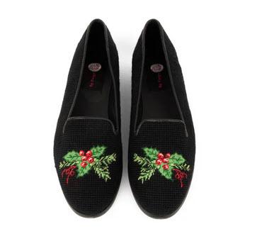 By Paige Needlepoint Loafer in Holly on Black  Apparel & Accessories > Shoes > Loafers