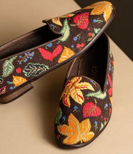 By Paige Fall Leave Needlepoint Loafers  Apparel & Accessories > Shoes > Loafers